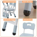 Sedia in plastica per bambini, set da 2, grigio scuro/grigio/naturale/rosa, regolabile in altezza su 3 livelli, per 2 bambini dai 2 ai 6 anni