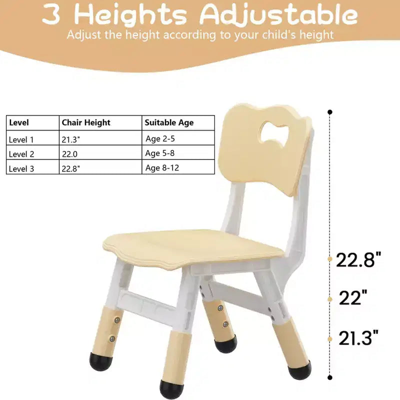 Sedia in plastica per bambini, set da 2, grigio scuro/grigio/naturale/rosa, regolabile in altezza su 3 livelli, per 2 bambini dai 2 ai 6 anni
