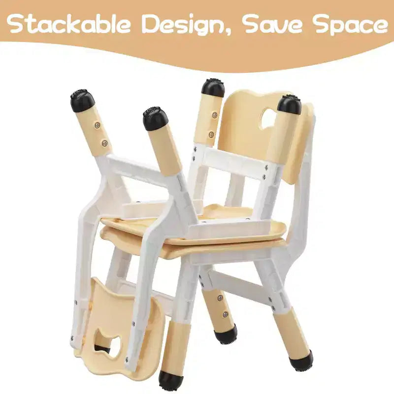 Sedia in plastica per bambini, set da 2, grigio scuro/grigio/naturale/rosa, regolabile in altezza su 3 livelli, per 2 bambini dai 2 ai 6 anni