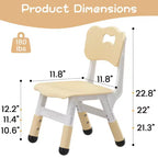 Sedia in plastica per bambini, set da 2, grigio scuro/grigio/naturale/rosa, regolabile in altezza su 3 livelli, per 2 bambini dai 2 ai 6 anni