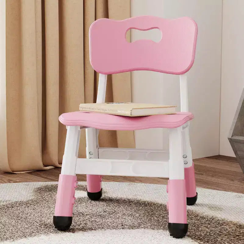 Sedia in plastica per bambini, set da 2, grigio scuro/grigio/naturale/rosa, regolabile in altezza su 3 livelli, per 2 bambini dai 2 ai 6 anni