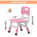 Sedia in plastica per bambini, set da 2, grigio scuro/grigio/naturale/rosa, regolabile in altezza su 3 livelli, per 2 bambini dai 2 ai 6 anni