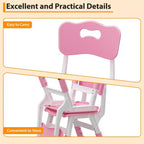 Sedia in plastica per bambini, set da 2, grigio scuro/grigio/naturale/rosa, regolabile in altezza su 3 livelli, per 2 bambini dai 2 ai 6 anni