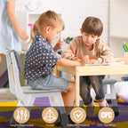 Sedia in plastica per bambini, set da 2, grigio scuro/grigio/naturale/rosa, regolabile in altezza su 3 livelli, per 2 bambini dai 2 ai 6 anni