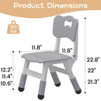 Sedia in plastica per bambini, set da 2, grigio scuro/grigio/naturale/rosa, regolabile in altezza su 3 livelli, per 2 bambini dai 2 ai 6 anni
