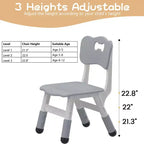 Sedia in plastica per bambini, set da 2, grigio scuro/grigio/naturale/rosa, regolabile in altezza su 3 livelli, per 2 bambini dai 2 ai 6 anni