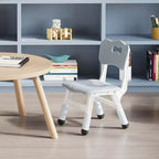Sedia in plastica per bambini, set da 2, grigio scuro/grigio/naturale/rosa, regolabile in altezza su 3 livelli, per 2 bambini dai 2 ai 6 anni