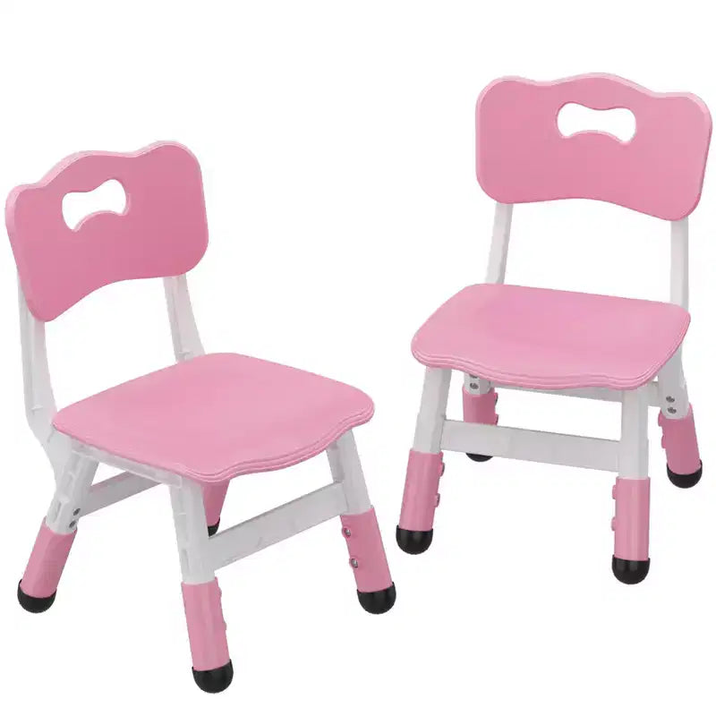 Sedia in plastica per bambini, set da 2, grigio scuro/grigio/naturale/rosa, regolabile in altezza su 3 livelli, per 2 bambini dai 2 ai 6 anni