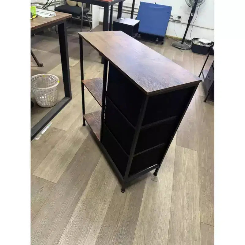 Cassettiera a 3 cassetti con ripiano aperto – Colore nero/bianco/legno, montaggio per 1 persona