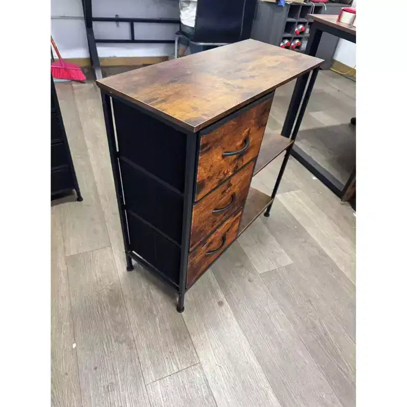 Cassettiera a 3 cassetti con ripiano aperto – Colore nero/bianco/legno, montaggio per 1 persona