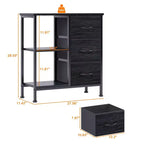 Cassettiera a 3 cassetti con ripiano aperto – Colore nero/bianco/legno, montaggio per 1 persona
