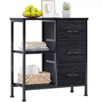 3 Drawer File Cabinet with Open Shelf, Wood Printer Stand with Storage, Fabric Filing Cabinet Fits A4/Letter Size Documents for Home Office