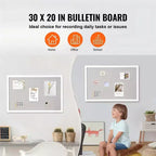 Bacheca in sughero con cornice bianca, 76x51 cm, utente singolo, montaggio orizzontale/verticale