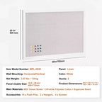 Bacheca in sughero con cornice bianca, 76x51 cm, utente singolo, montaggio orizzontale/verticale
