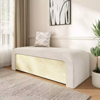 Panca Pouf Contenitore Rivestita in Similpelle Marrone Chiaro/Bianco con Cassetto – 1 Posto, Capacità 136 kg
