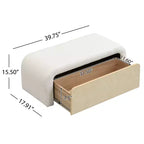 Panca Pouf Contenitore Rivestita in Similpelle Marrone Chiaro/Bianco con Cassetto – 1 Posto, Capacità 136 kg