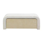 Panca Pouf Contenitore Rivestita in Similpelle Marrone Chiaro/Bianco con Cassetto – 1 Posto, Capacità 136 kg