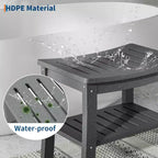 Panca doccia in HDPE nera/marrone/grigia con ripiano portaoggetti, 1 persona