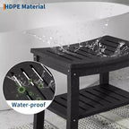 Panca doccia in HDPE nera/marrone/grigia con ripiano portaoggetti, 1 persona