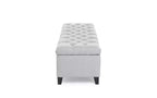 Panca Contenitore Ottomana Trapuntata con Bottoni Beige / Grigio Chiaro, per 1-2 Persone