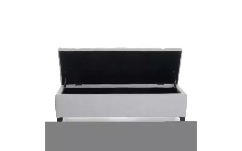 Panca Contenitore Ottomana Trapuntata con Bottoni Beige / Grigio Chiaro, per 1-2 Persone