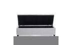 Panca Contenitore Ottomana Trapuntata con Bottoni Beige / Grigio Chiaro, per 1-2 Persone