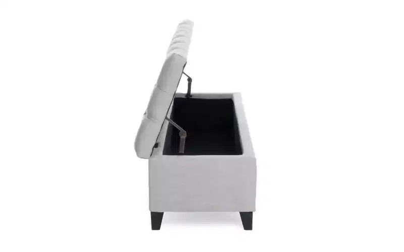 Panca Contenitore Ottomana Trapuntata con Bottoni Beige / Grigio Chiaro, per 1-2 Persone