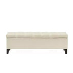 Panca Contenitore Ottomana Trapuntata con Bottoni Beige / Grigio Chiaro, per 1-2 Persone