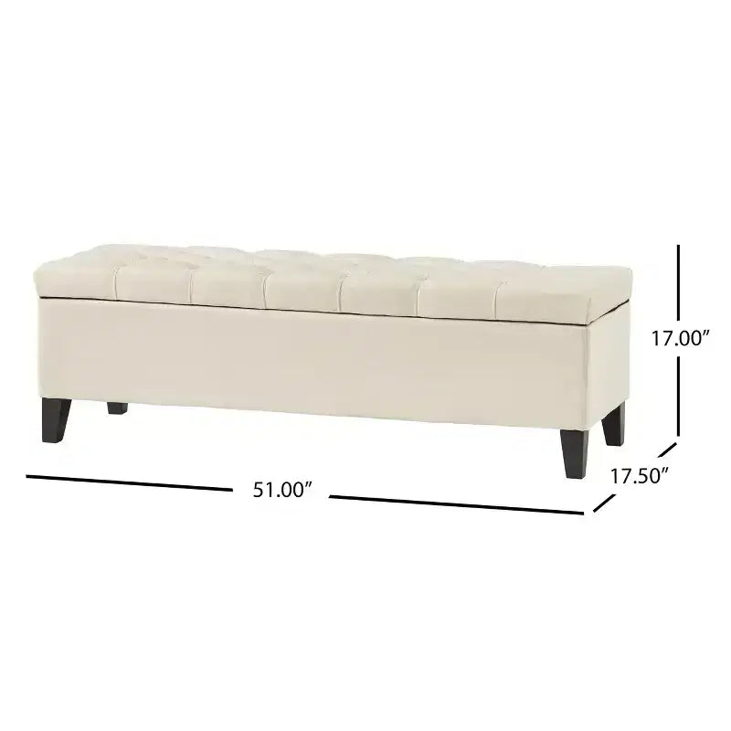 Panca Contenitore Ottomana Trapuntata con Bottoni Beige / Grigio Chiaro, per 1-2 Persone