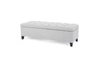 Panca Contenitore Ottomana Trapuntata con Bottoni Beige / Grigio Chiaro, per 1-2 Persone