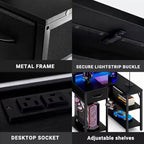Scrivania gaming a L nera con luci RGB e presa di corrente, 47 pollici, 1 persona
