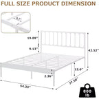 Struttura letto a piattaforma in metallo nero con testiera, Queen, 1–2 posti letto