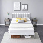 Struttura letto a piattaforma in metallo nero con testiera, Queen, 1–2 posti letto