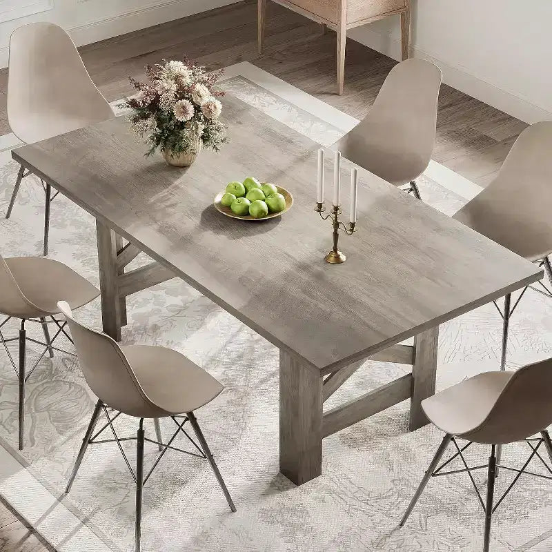 Tavolo da pranzo rettangolare marrone/grigio, stile rustico, 6-8 posti