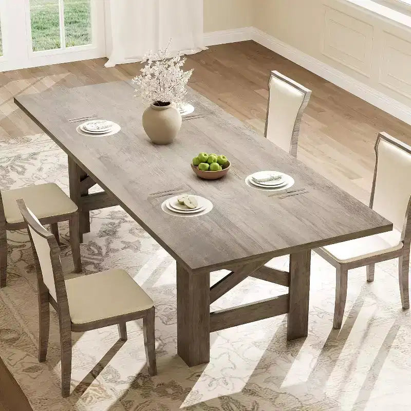Tavolo da pranzo rettangolare marrone/grigio, stile rustico, 6-8 posti