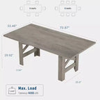 Tavolo da pranzo rettangolare marrone/grigio, stile rustico, 6-8 posti