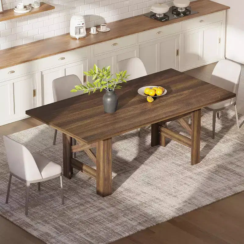Tavolo da pranzo rettangolare marrone/grigio, stile rustico, 6-8 posti