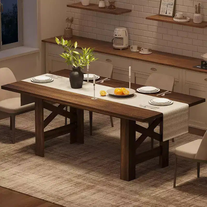 Tavolo da pranzo rettangolare marrone/grigio, stile rustico, 6-8 posti