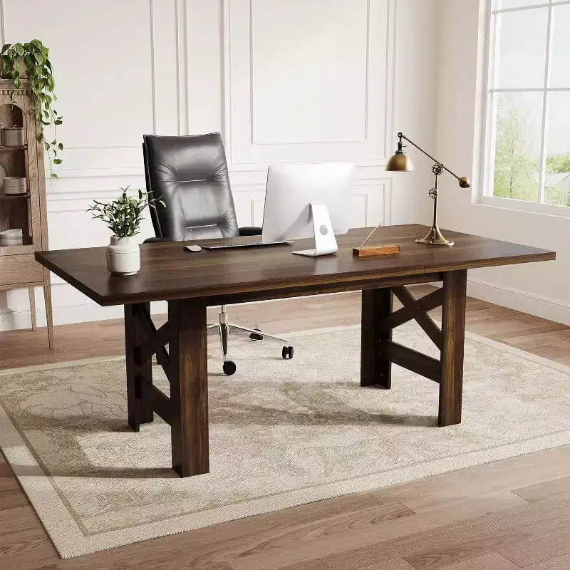 Tavolo da pranzo rettangolare marrone/grigio, stile rustico, 6-8 posti