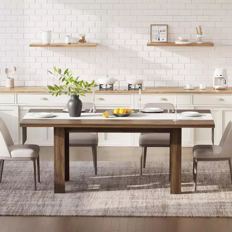 Tavolo da pranzo rettangolare marrone/grigio, stile rustico, 6-8 posti