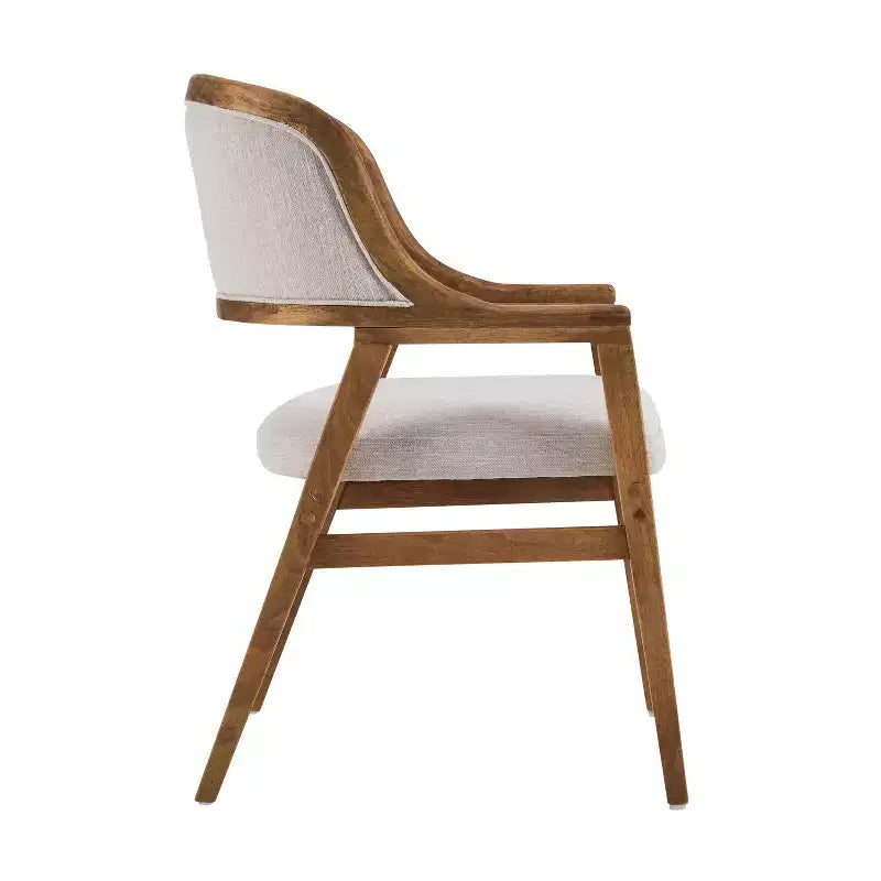 Sedie da pranzo imbottite Mid-Century, con braccioli, in noce naturale, set di 4