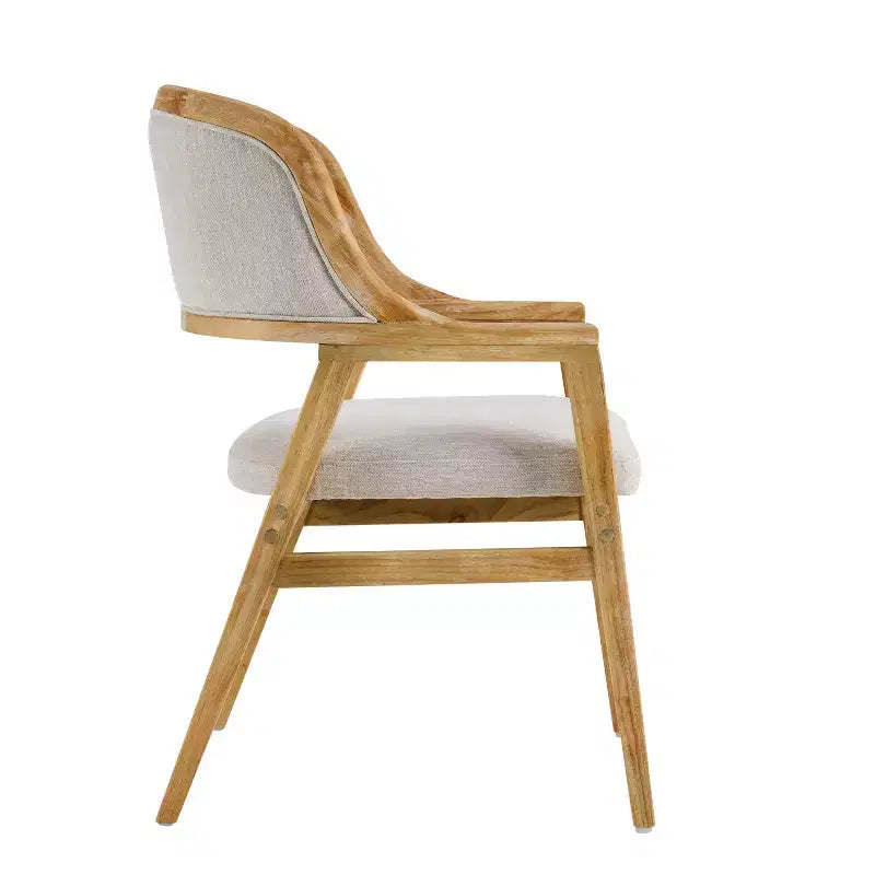Sedie da pranzo imbottite Mid-Century, con braccioli, in noce naturale, set di 4