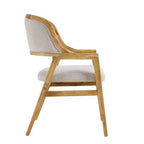 Sedie da pranzo imbottite Mid-Century, con braccioli, in noce naturale, set di 4