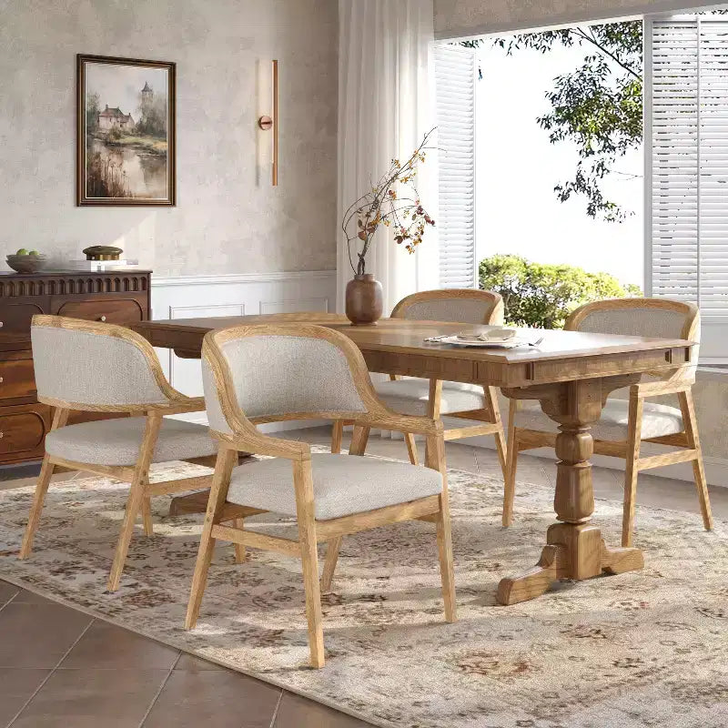 Christopher Knight Home Vera Mid-Century Modern Rubberwood Upholstered Dining Chairs (Set of 4)