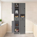 Mobiletto da bagno a colonna sottile con ripiani regolabili, nero/grigio/bianco