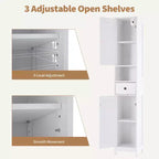 Mobiletto da bagno a colonna sottile con ripiani regolabili, nero/grigio/bianco