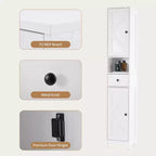 Mobiletto da bagno a colonna sottile con ripiani regolabili, nero/grigio/bianco