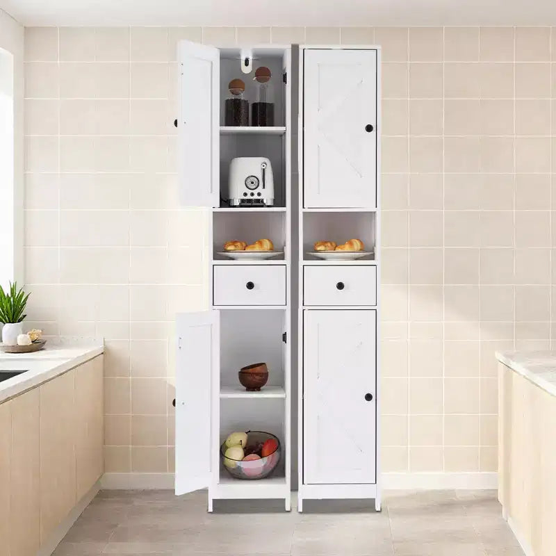 Mobiletto da bagno a colonna sottile con ripiani regolabili, nero/grigio/bianco