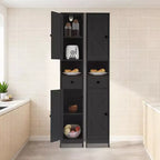Mobiletto da bagno a colonna sottile con ripiani regolabili, nero/grigio/bianco