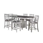 Steve Silver Co. 7pc Hyland Dining Set Gray/Charcoal : Upholstered Stools, Removable Leaf, Storage Base